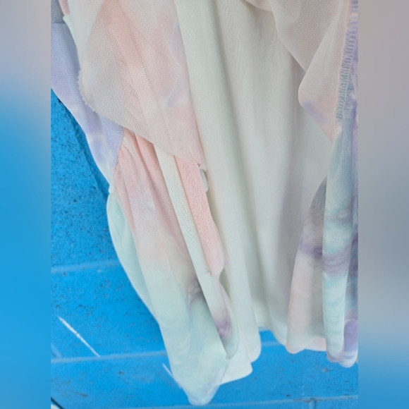 AQUA WOMEN'S Pastel Tie-Dye Wrap Dress STRETCH V NECK RUCHED Sz S - Picture 5 of 6